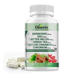 GLOWVIX Berberine Supplement Capsules with Bitter Melon, Chromium, Zinc & Other Natural Herbs