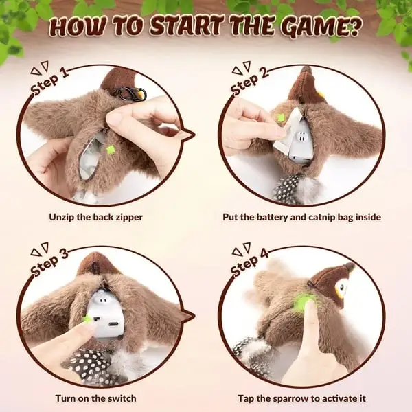 Interactive Chirping Bird Cat Toy 3 Interactive Chirping Bird Cat Toy